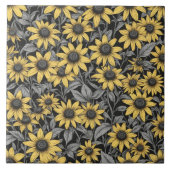 Carreau Motif de fleur Suzanne jaune à oeil noir (Devant)