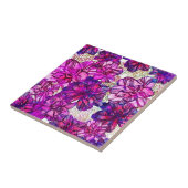 Carreau Motif De Fleurs Abstraites Roses Et Violettes (Côté)