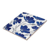 Carreau Motif de fleurs bleu marine (Côté)