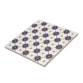 Carreau Motif de fleurs bleu profond (Côté)