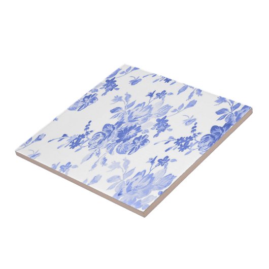 Carreau Motif de fleurs bleues et blanches (Côté)