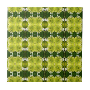 Carreau Motif de fleurs d'hortensia abstrait vert chartreu