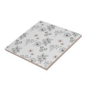 Carreau Motif de fleurs hippie gris noir rétro Y2K (Côté)