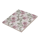 Carreau Motif de fleurs rose amorti de ketmie (Côté)
