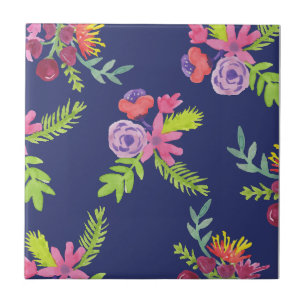 Carreau Motif de fleurs sauvages à l'aquarelle