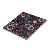 Carreau Motif de fleurs violettes foncées et vertes (Côté)