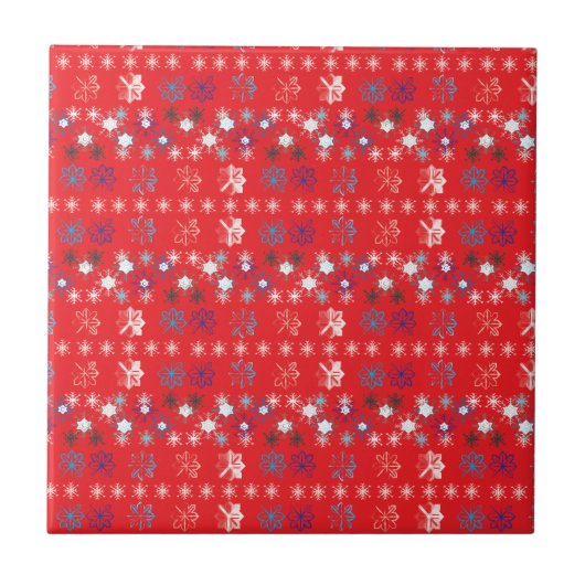 Carreau Motif de flocon de neige moderne Red Christmas (Devant)