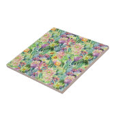 Carreau Motif de floraison exotique de cactus d'aquarelle (Côté)