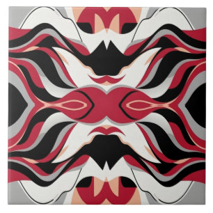 Carreau Motif de flux abstrait rouge et noir symétrique