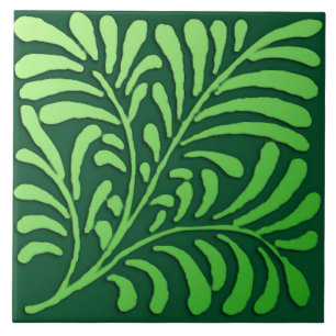 Carreau Motif de fougère d'art déco - nuances de vert