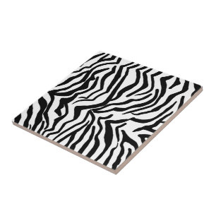 Carreau Motif de fourrure de peau de zèbre noir et blanc