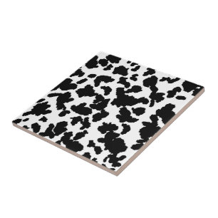 Carreau Motif de fourrure de vache en cuir noir et blanc