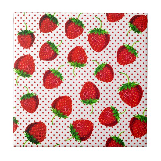 Carreau Motif de fraises et de points rouges (Devant)