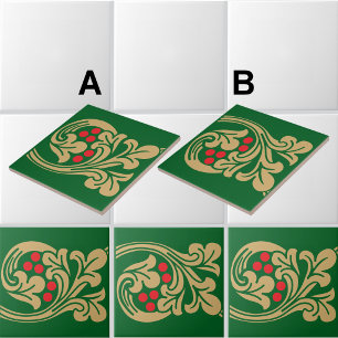 Carreau Motif de frise de vigne de style médiéval A