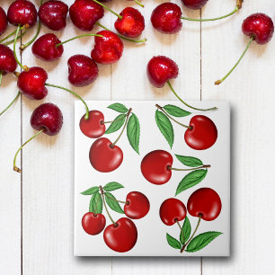 Carreau Motif de fruits cerises rouges