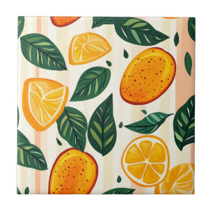 Carreau Motif de fruits d'agrumes avec Feuilles verts