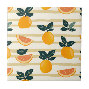 Carreau Motif de fruits d'agrumes avec Feuilles verts (4)