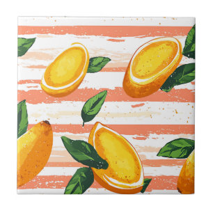 Carreau Motif de fruits Mango avec Feuilles verts