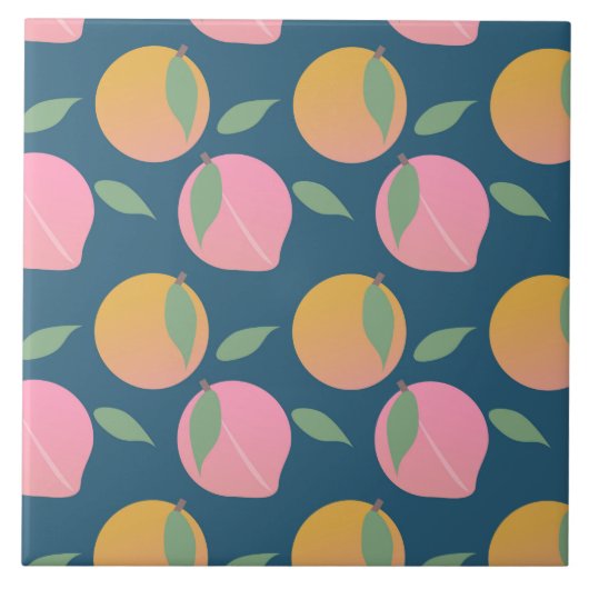 Carreau Motif de fruits orange pêche rose (Devant)