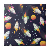 Carreau Motif de fusées spatiales rétro (Devant)