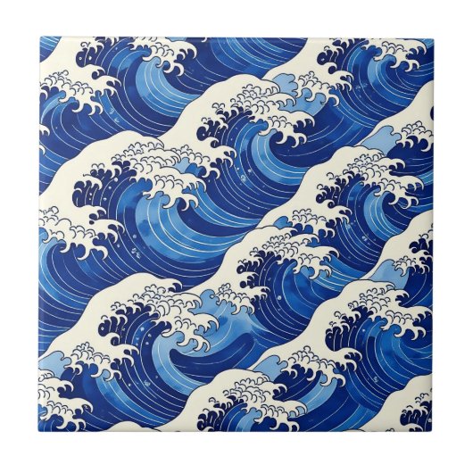 Carreau Motif de grande vague japonaise Océan (Devant)