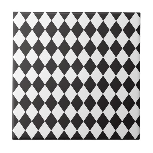 Carreau Motif de harlequin de diamant en noir et blanc (Devant)