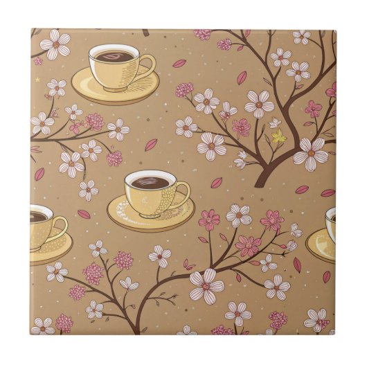 Carreau Motif de housse de café Fleur de Cerisier (1) (Devant)