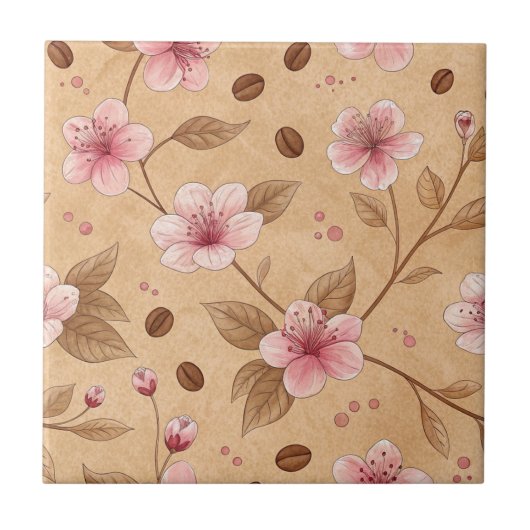 Carreau Motif de housse de café Fleur de Cerisier (5) (Devant)