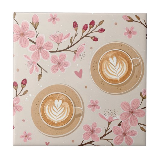 Carreau Motif de housse de café Fleur de Cerisier (7) (Devant)
