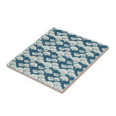 Carreau Motif de Japonais de bleu et de feuille d'or (Côté)