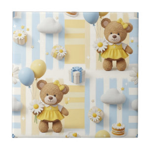 Carreau Motif de jardin aux marguerites de nounours (17)