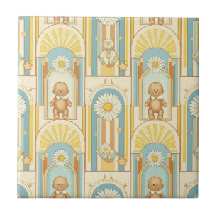 Carreau Motif de jardin aux marguerites Teddy Bear (15)