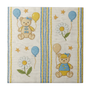 Carreau Motif de jardin de marguerites de l'ours en peluch