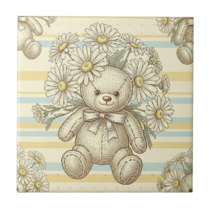 Carreau Motif de jardin de marguerites Ourson (10)