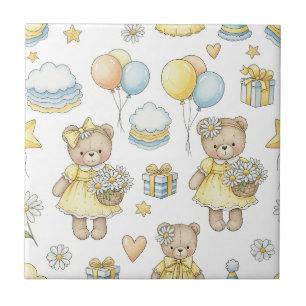 Carreau Motif de jardin de marguerites Ourson (7)