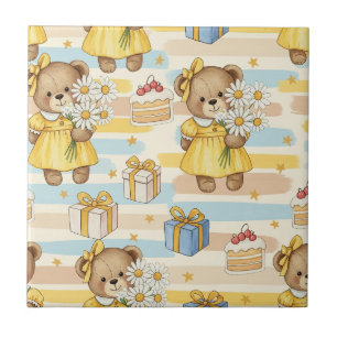 Carreau Motif de jardin de marguerites Teddy Bear (14)
