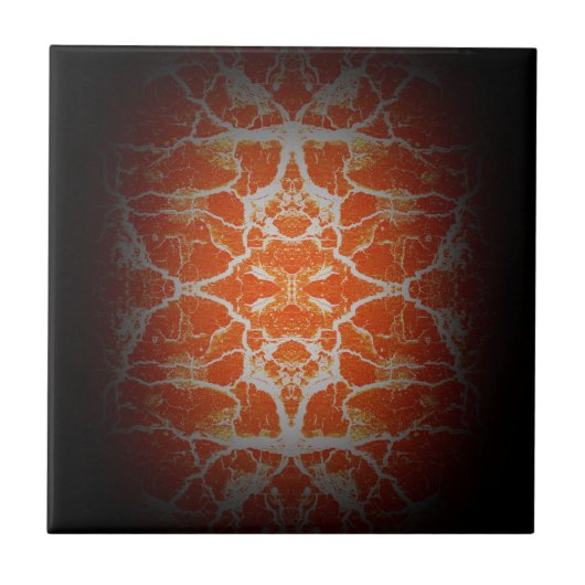Carreau Motif de kaléidoscope orange (Devant)
