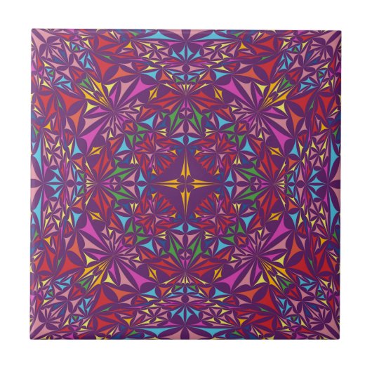 Carreau Motif de kaléidoscope orné violet (Devant)