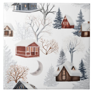 Carreau Motif de la forêt hivernale