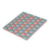 Carreau Motif de la queue de paon rouge et bleu (Côté)