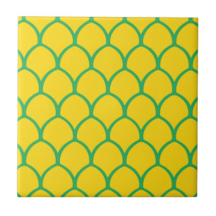 Carreau Motif de l'ananas tropical en vert et jaune