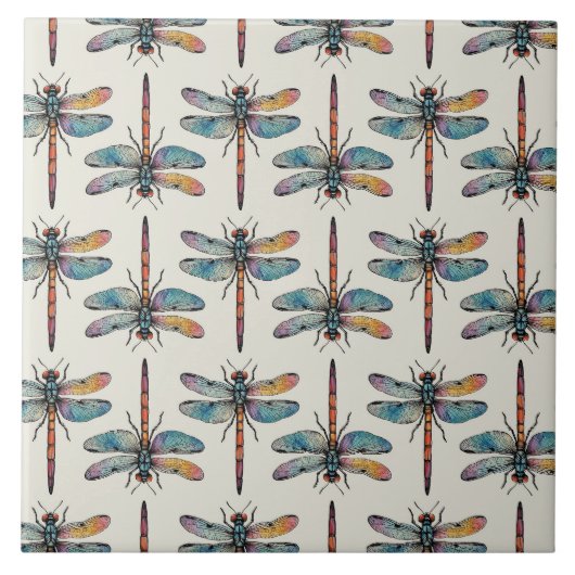 Carreau Motif de libellule coloré (Devant)
