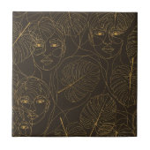 Carreau Motif de ligne de visage botanique rustique (1) (Devant)