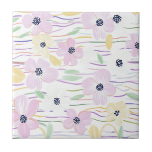 Carreau Motif de ligne florale abstrait moderne (6)
