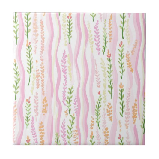 Carreau Motif de ligne florale abstrait moderne (7) (Devant)