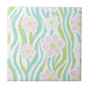 Carreau Motif de ligne florale abstrait moderne (8)