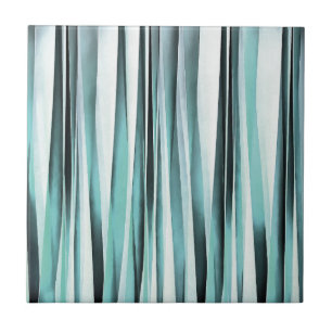 Carreau Motif de lignes rayées d'océan bleu cyan