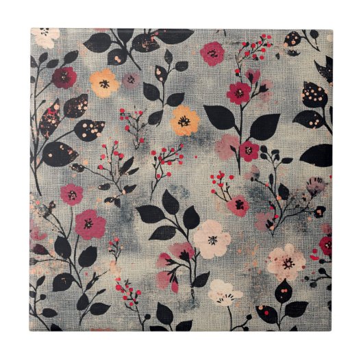 Carreau Motif de lin floral blush rustique (3) (Devant)