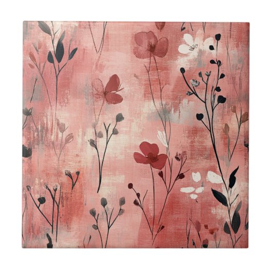 Carreau Motif de lin floral blush rustique (9) (Devant)
