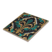 Carreau Motif de luxe Art déco de Malachite floral marbré (Côté)
